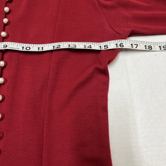 Vintage California Gold Rush Dress M Red Aline Pearl Button Maxi French Country - Picture 8 of 9